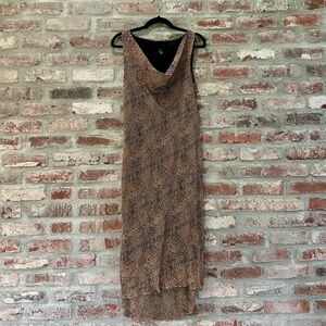 Meghan Matthews Animal Print Cowl Neck Hi-Low Dress Size 12 Y2K Mob Wife